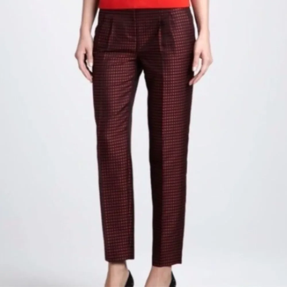 Kate Spade Avery Black & Red Diamond Print  Jacquard Cropped Pants Slacks Sz 0